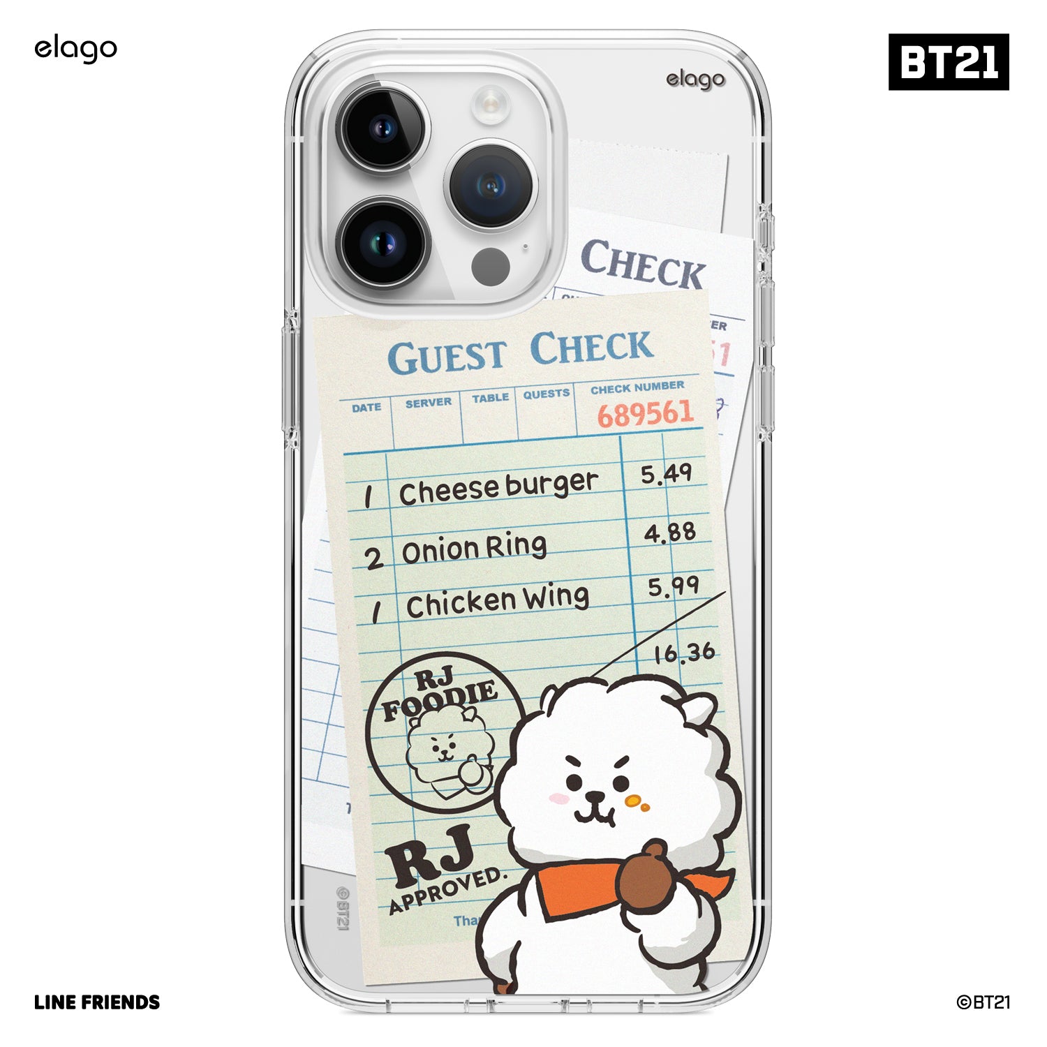 BT21 elago RJ FOODIE MagSafe Hybrid Case for iPhone 15 Pro Max