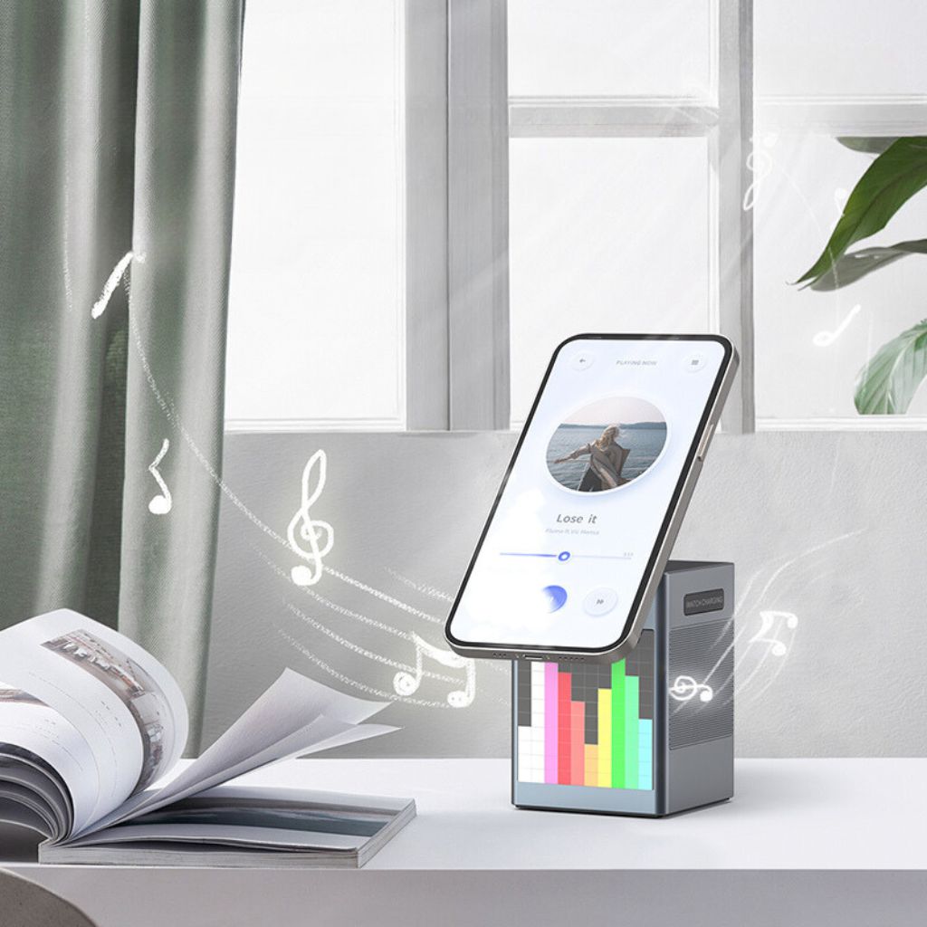 3 in 1 Magnetic Charger with Alarm Clock & Bluetooth Speaker for Apple 8 3 in 1 Magnetic Charger with Alarm Clock & Bluetooth Speaker for Apple