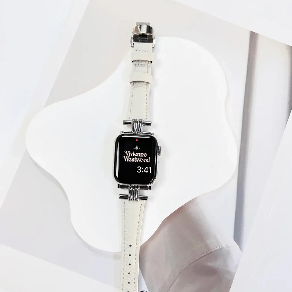 Women’s Genuine Leather & Stainless Steel Band for Apple Watch 11 Women’s Genuine Leather & Stainless Steel Band for Apple Watch
