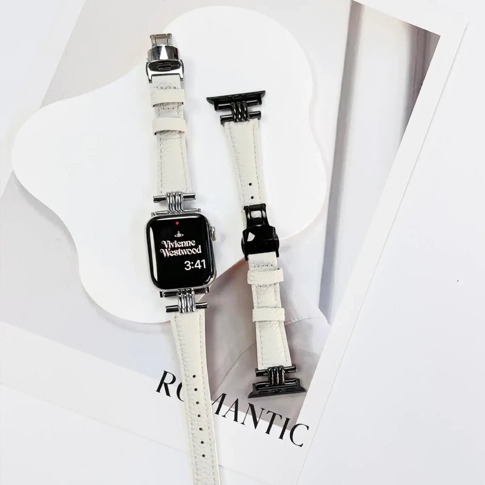 Women’s Genuine Leather & Stainless Steel Band for Apple Watch 12 Women’s Genuine Leather & Stainless Steel Band for Apple Watch