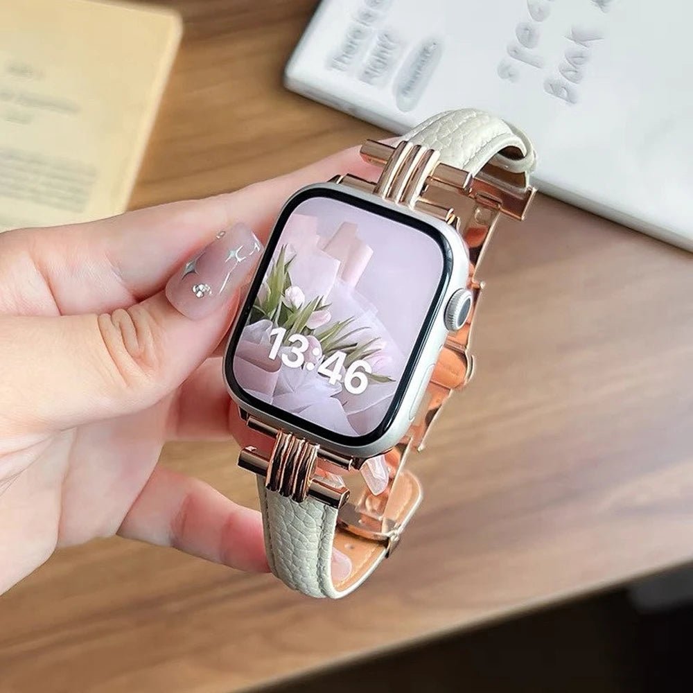 Women’s Genuine Leather & Stainless Steel Band for Apple Watch 13 Women’s Genuine Leather & Stainless Steel Band for Apple Watch