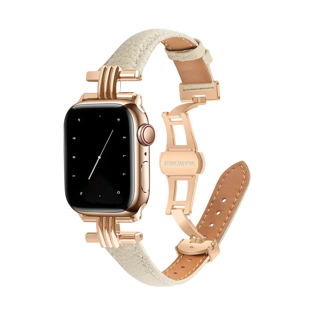 Women’s Genuine Leather & Stainless Steel Band for Apple Watch 15 Women’s Genuine Leather & Stainless Steel Band for Apple Watch