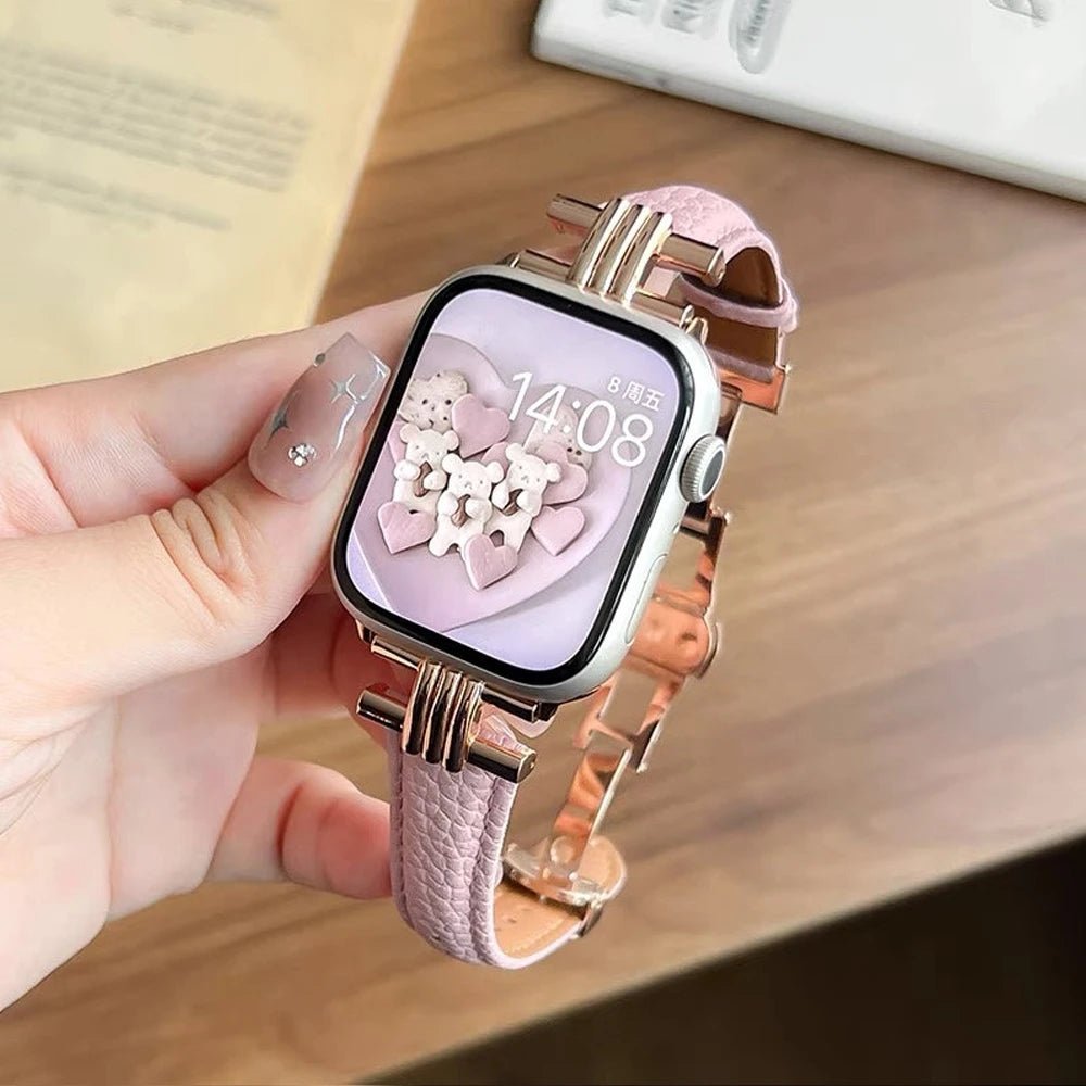Women’s Genuine Leather & Stainless Steel Band for Apple Watch 3 Women’s Genuine Leather & Stainless Steel Band for Apple Watch