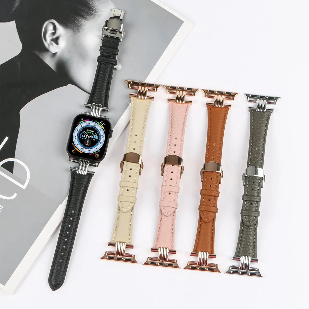 Women’s Genuine Leather & Stainless Steel Band for Apple Watch 4 Women’s Genuine Leather & Stainless Steel Band for Apple Watch
