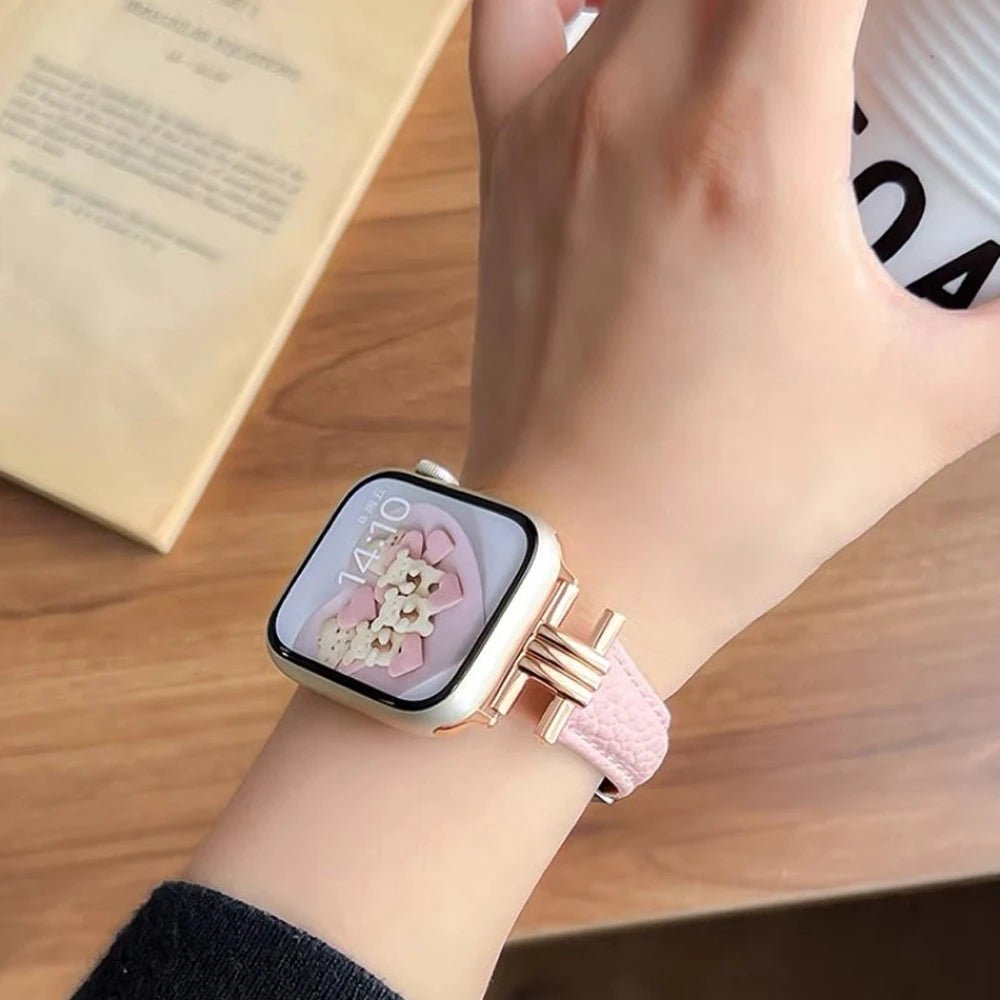 Women’s Genuine Leather & Stainless Steel Band for Apple Watch 5 Women’s Genuine Leather & Stainless Steel Band for Apple Watch
