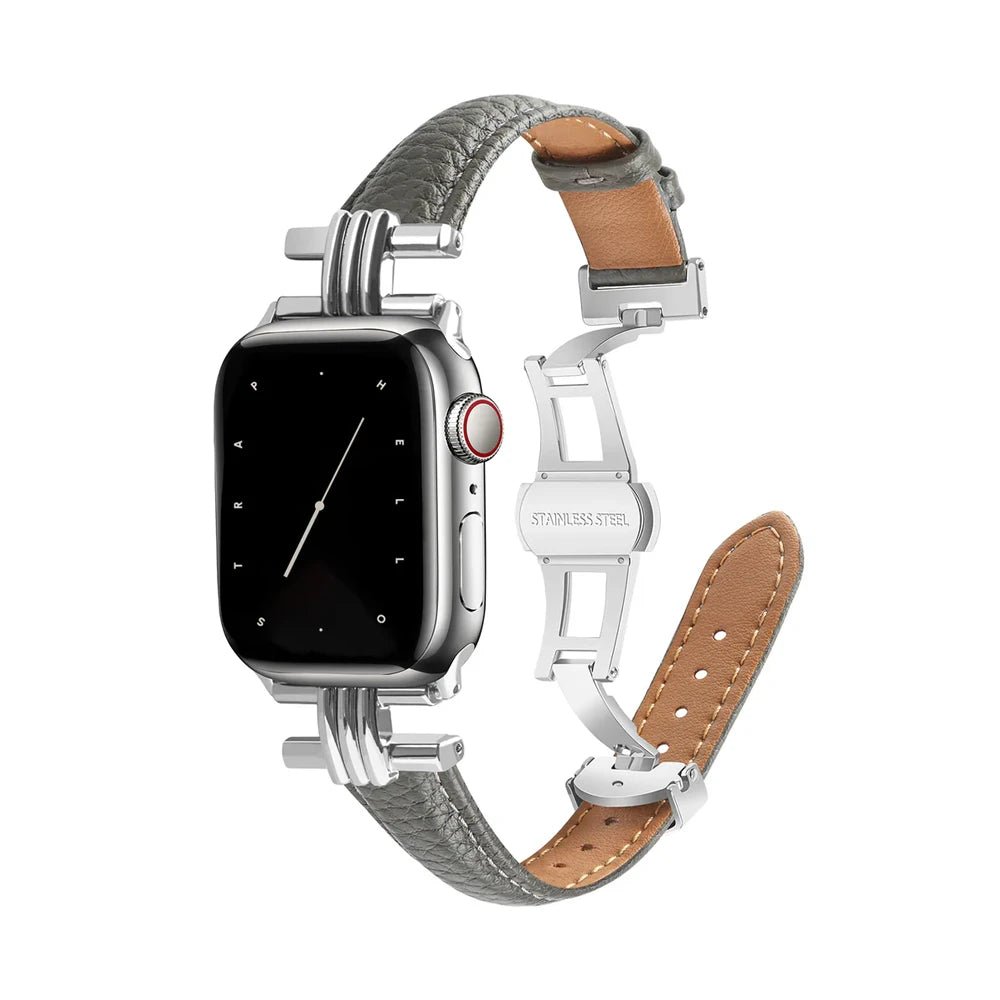 Women’s Genuine Leather & Stainless Steel Band for Apple Watch 7 Women’s Genuine Leather & Stainless Steel Band for Apple Watch