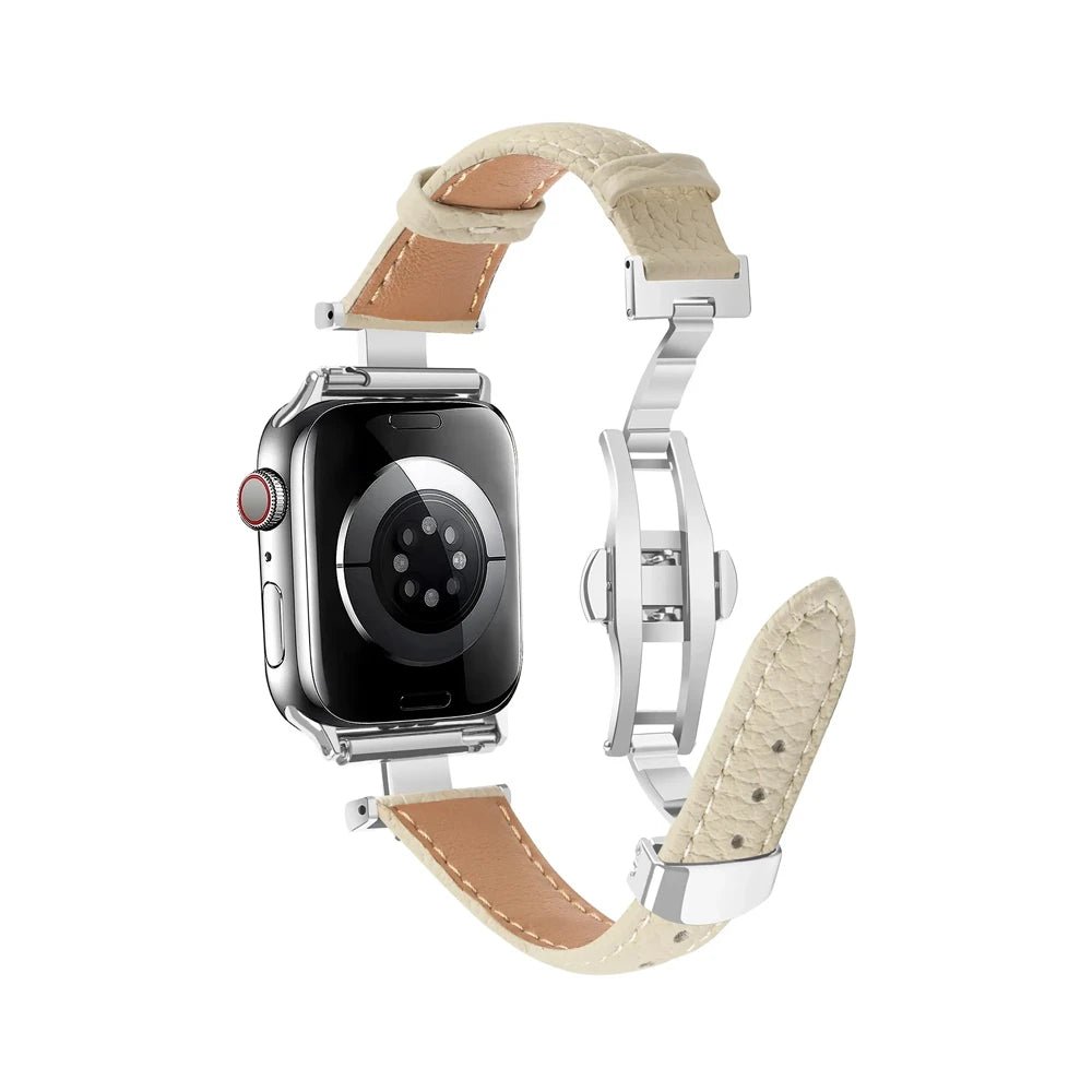 Women’s Genuine Leather & Stainless Steel Band for Apple Watch 9 Women’s Genuine Leather & Stainless Steel Band for Apple Watch