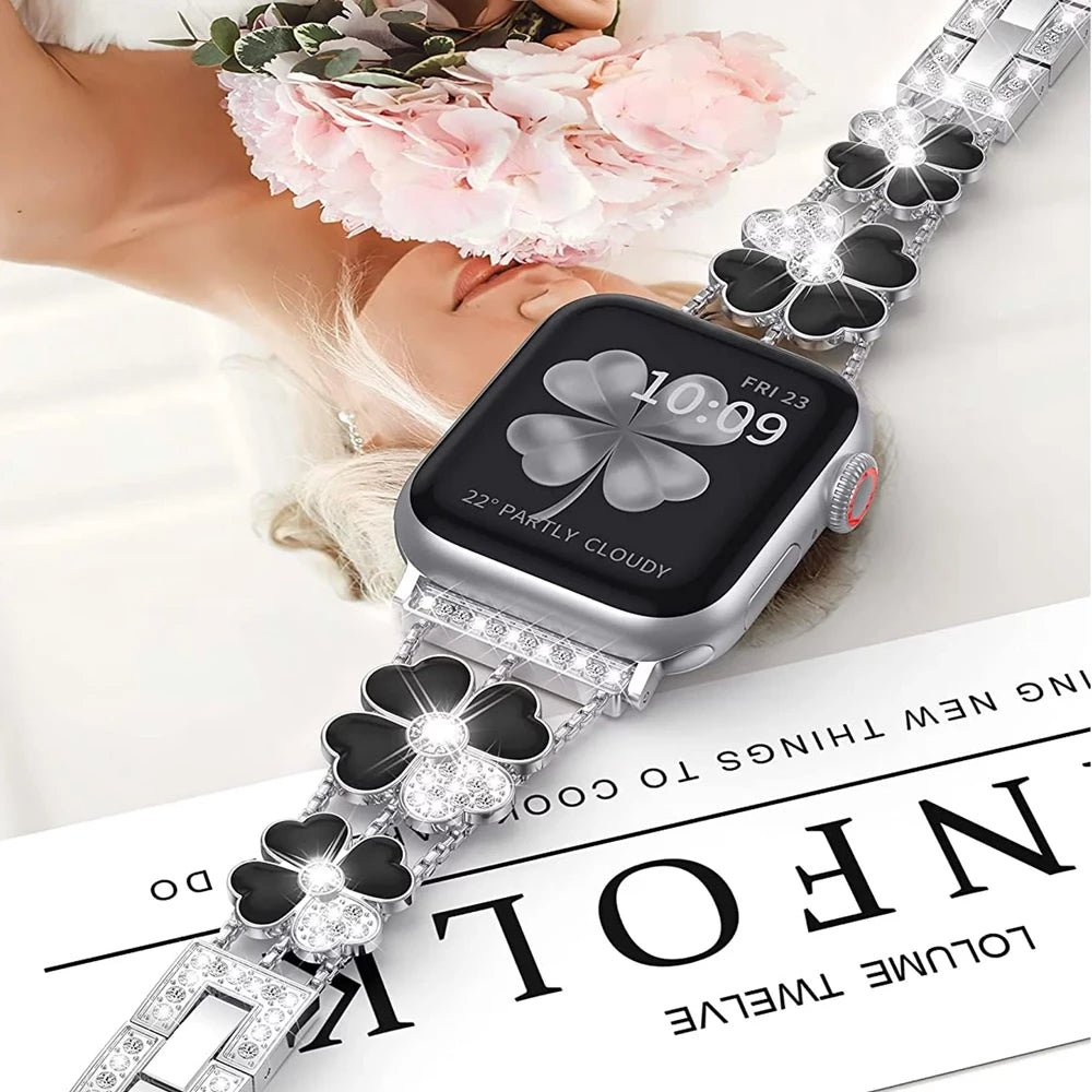 Women’s Lucky Clover Rhinestone Apple Watch Band 8 Women’s Lucky Clover Rhinestone Apple Watch Band
