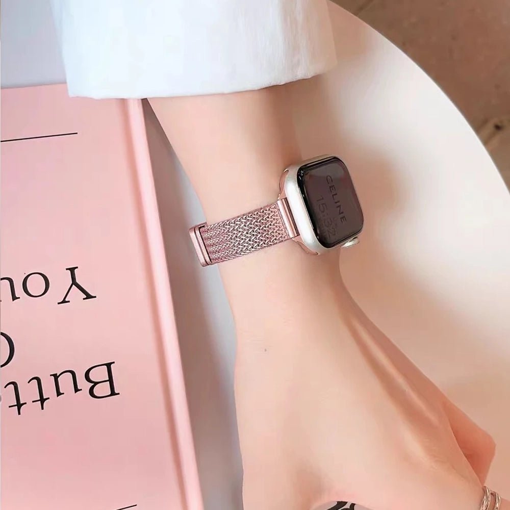 Women's Ultra-Thin Stainless Steel Bracelet Band for Apple Watch 6 Women's Ultra-Thin Stainless Steel Bracelet Band for Apple Watch