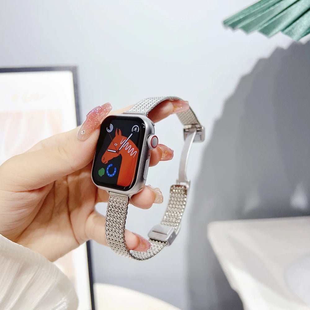 Women's Ultra-Thin Stainless Steel Bracelet Band for Apple Watch 10 Women's Ultra-Thin Stainless Steel Bracelet Band for Apple Watch