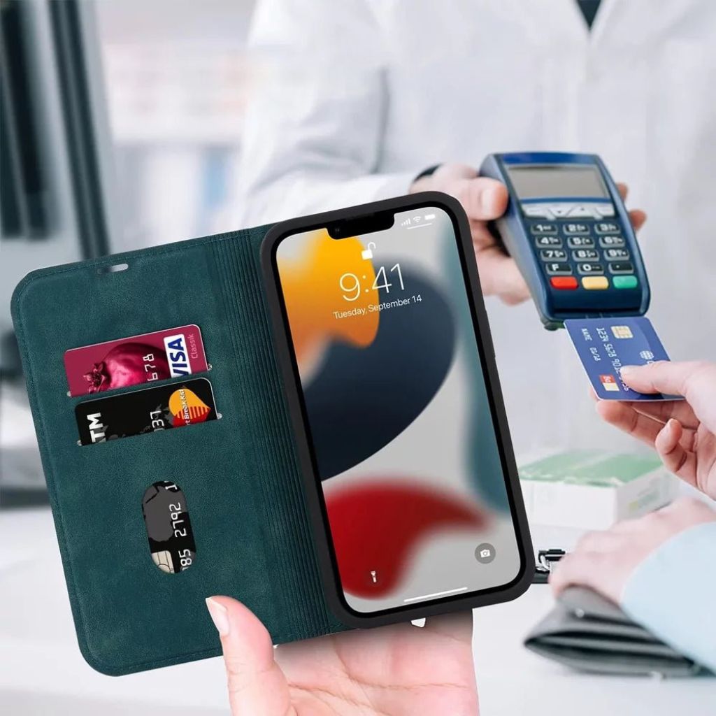 Magnetic Leather Case with Wallet for iPhone 15 Magnetic Leather Case with Wallet for iPhone