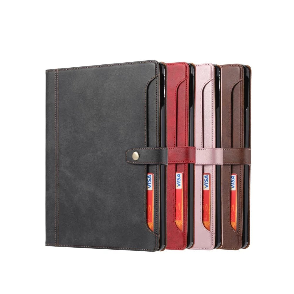 Leather Folio Case with Card Slots & Pencil Holder for iPad 3 Leather Folio Case with Card Slots & Pencil Holder for iPad