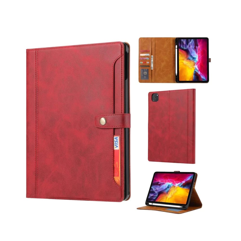 Leather Folio Case with Card Slots & Pencil Holder for iPad 4 Leather Folio Case with Card Slots & Pencil Holder for iPad