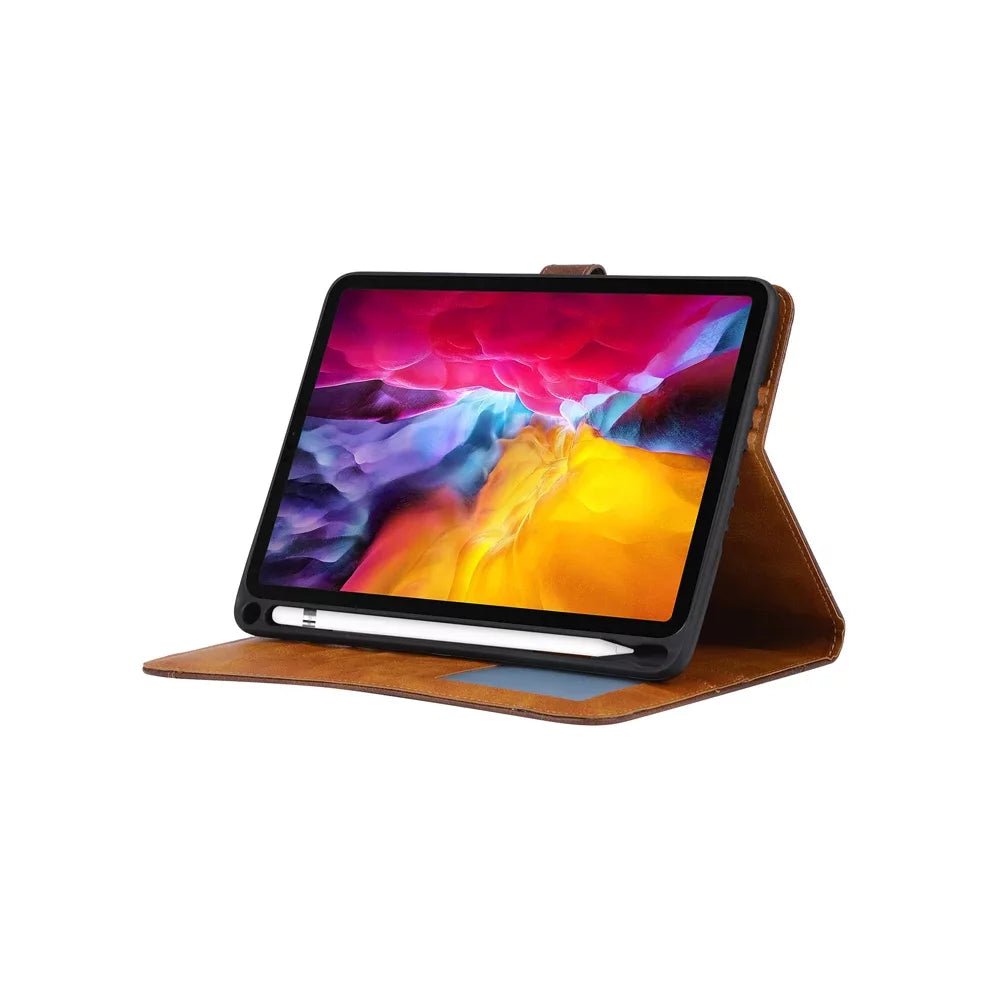 Leather Folio Case with Card Slots & Pencil Holder for iPad 5 Leather Folio Case with Card Slots & Pencil Holder for iPad