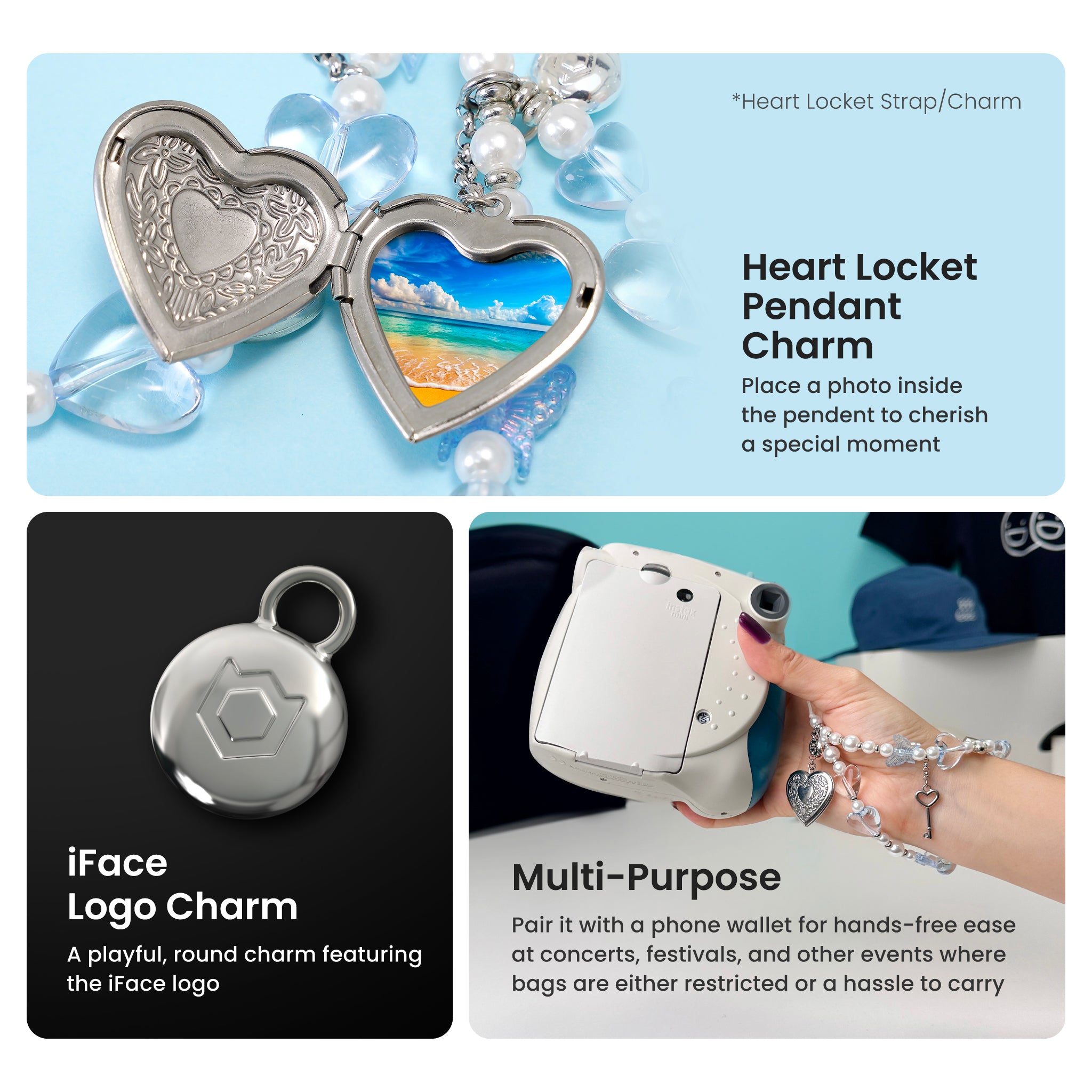 Starlight Phone Charm 6 Heart Locket Strap
